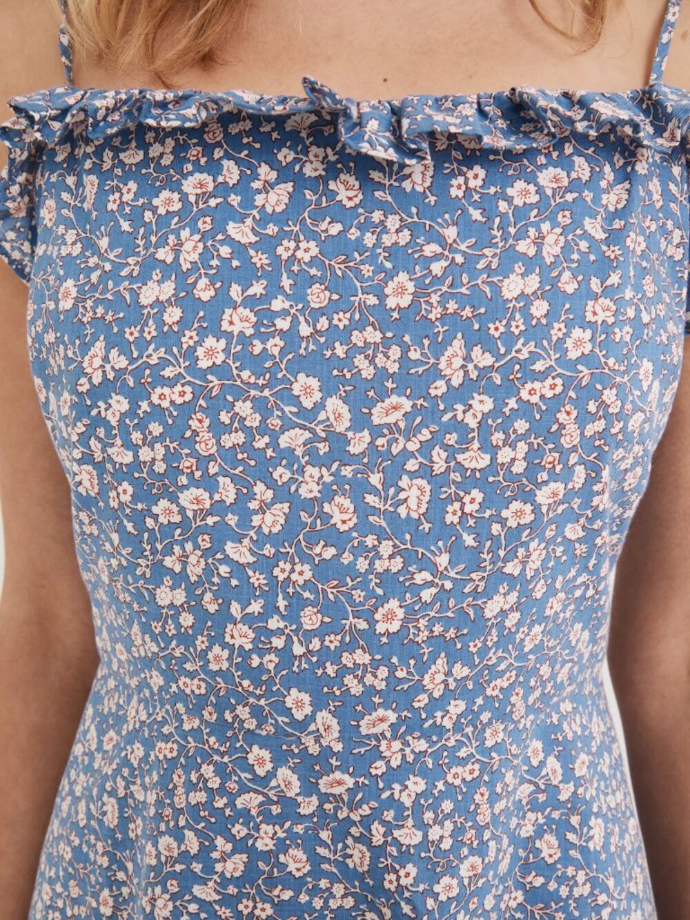 MADEWELL Summer Vines Heritage Blue Floral Cotton Voile Cami Mini Dress, Size 6 - Picture 4 of 12